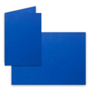 50x Falt-Karten DIN A6 in Royalblau (Blau) - 10,5 x 14,8 cm - Blanko - Doppel-Karten - 220 g/m²