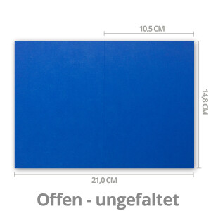 50x Falt-Karten DIN A6 in Royalblau (Blau) - 10,5 x 14,8 cm - Blanko - Doppel-Karten - 220 g/m²