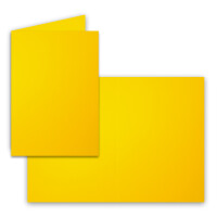100x Falt-Karten DIN A6 in Honiggelb (Gelb) - 10,5 x 14,8 cm - Blanko - Doppel-Karten - 220 g/m²