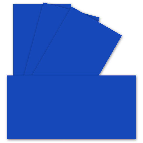 50 Einzel-Karten DIN Lang - 9,9 x 21 cm - 240 g/m² - Royalblau - Bastelpapier - Tonkarton - Ideal zum bedrucken für Grußkarten und Einladungen