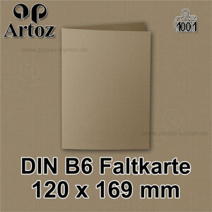 ARTOZ 25x DIN B6 Faltkarten - Taupe (Braun) gerippt 120 x 169 mm Klappkarten blanko - Karten zum selbstgestalten mit 220 g/m² edle Egoutteur-Rippung - Serie 1001