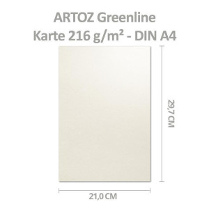 ARTOZ 25x Bastelkarte DIN A4 - Farbe: tortilla (creme / Eierschalen) - 21 x 29,7 cm - 216 g/m² - Einzelkarte ohne Falz - dickes Bastelpapier - Serie Green-Line