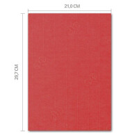 ARTOZ 50x Bastelpapier - Rot - DIN A4 297 x 210 mm - 220 Gramm pro m² - Edle Egoutteur-Rippung - Hochwertiges Designpapier Urkundenpapier Bastelkarton