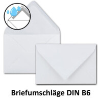 50x Briefumschläge 12 x 18 cm - ca DIN B6 mit Nassklebung, weiß, stabile 100 Gramm pro m², Umschläge für Grußkarten und Einladungen