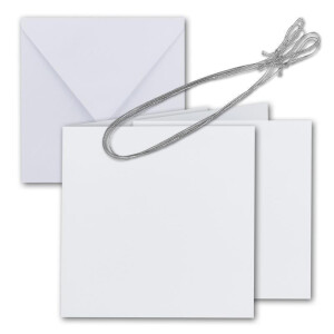 50x Quadratisches Faltkarten Set 15 x 15 cm - mit Briefumschlägen & Einlegeblätter & Schmuckband - Hochweiß - für Einladungskarten, Hochzeit, Weihnachten - von GUSTAV NEUSER