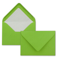 25 Briefumschläge in Hellgrün mit weißem Innenfutter - Kuverts in DIN B6 Format  - 12,5 x 17,6 cm - Seidenfutter - Nassklebung
