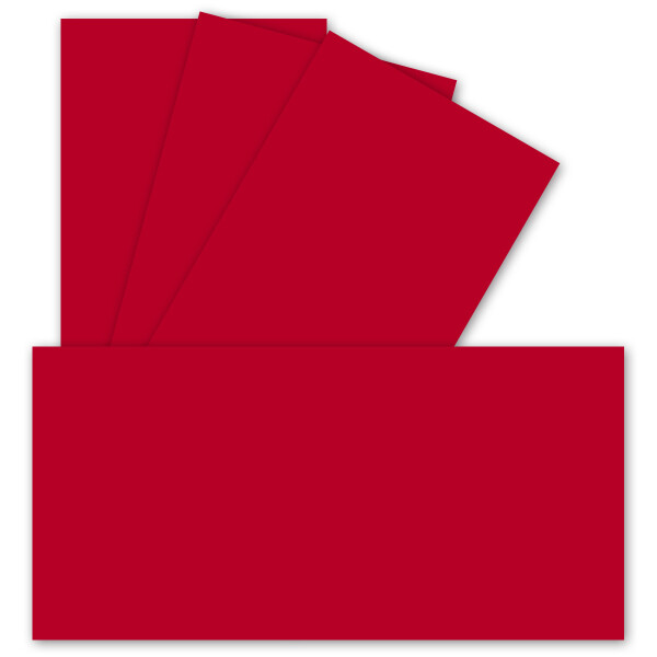100 Einzel-Karten DIN Lang - 9,9 x 21 cm - 240 g/m² - Rosenrot - Bastelpapier - Tonkarton - Ideal zum bedrucken für Grußkarten und Einladungen