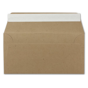 100x Kraftpapier Umschläge DIN Lang - Braun ÖKO - Haftklebung selbstklebend 11 x 22 cm - 120 g/m² Briefumschläge ohne Fenster aus Recycling Papier - von NEUSER PAPIER