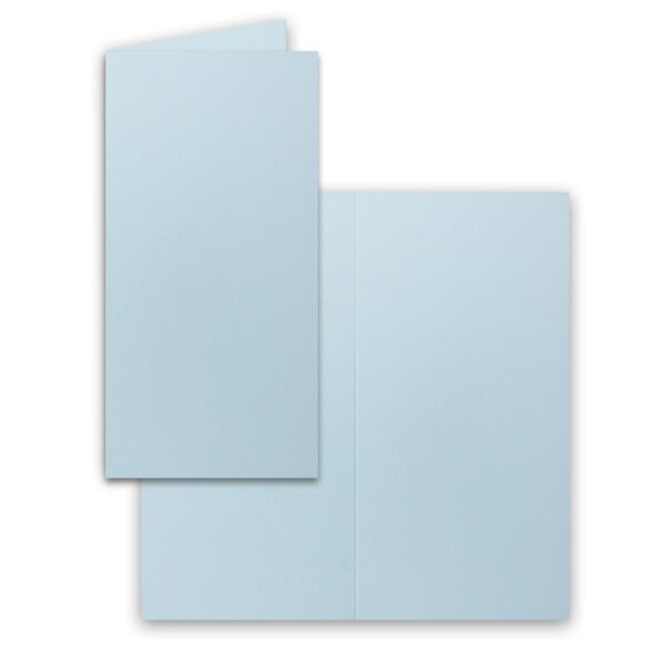 25x Falt-Karten DIN Lang - Hellblau (Blau) - 10,5 x 21 cm - Blanko Doppelkarten - Klappkarten für Einladungen und Grußkarten zu Weihnachten und Geburtstag