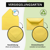 200 Brief-Umschläge - Zitronen-Gelb - DIN C6 - 114 x 16