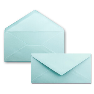 50 Brief-Umschläge Hell-Blau DIN Lang - 110 x 220 mm (11 x 22 cm) - Nassklebung ohne Fenster - Ideal für Einladungs-Karten - Serie FarbenFroh