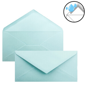 50 Brief-Umschläge Hell-Blau DIN Lang - 110 x 220 mm (11 x 22 cm) - Nassklebung ohne Fenster - Ideal für Einladungs-Karten - Serie FarbenFroh