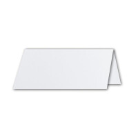 50x Tischkarten in Hochweiß (Weiß) - 4,5 x 10 cm - blanko - Doppel-Karten - als Platzkarten und Namenskarten für Hochzeit und Feste
