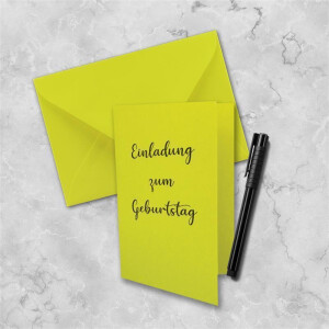 50x DIN B6 Faltkarten Set mit Umschlägen - Limette (Gelb) - 115 x 170 mm - ideal für Einladungskarten, Hochzeit, Taufe, Kommunion, Konfirmation - Marke: FarbenFroh