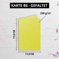 50x DIN B6 Faltkarten Set mit Umschlägen - Limette (Gel