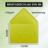 50x DIN B6 Faltkarten Set mit Umschlägen - Limette (Gel