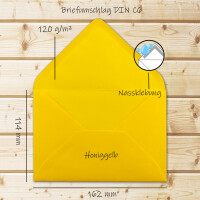 50 Brief-Umschläge - Honig-Gelb - DIN C6 - 114 x 162 mm