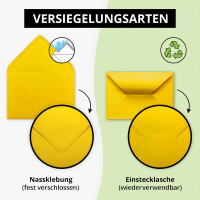 50 Brief-Umschläge - Honig-Gelb - DIN C6 - 114 x 162 mm