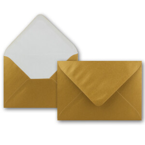 100 Brief-Umschläge - Gold Metallic - DIN C6 - 114 x 162 mm - Kuverts mit Nassklebung ohne Fenster für Gruß-Karten & Einladungen - Serie FarbenFroh