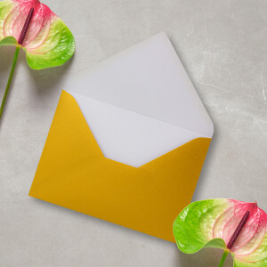 100 Brief-Umschläge - Gold Metallic - DIN C6 - 114 x 162 mm - Kuverts mit Nassklebung ohne Fenster für Gruß-Karten & Einladungen - Serie FarbenFroh