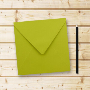 25x Quadratische Briefumschläge in Limette (Grün) - 15,5 x 15,5 cm - ohne Fenster, mit Nassklebung - 110 g/m² - Für Einladungskarten zu Hochzeit, Geburtstag und mehr - Serie FarbenFroh