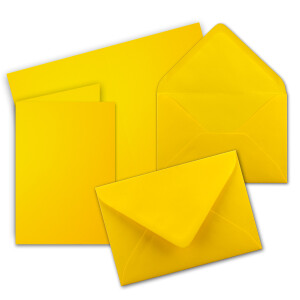 10x Faltkarten Set mit Briefumschlägen DIN A6 / C6 - Honiggelb (Gelb) - 14,8 x 10,5 cm (105 x 148) - Doppelkarten Set - Serie FarbenFroh