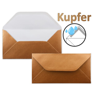 50 Brief-Umschläge Kupfer Metallic DIN Lang - 110 x 220 mm (11 x 22 cm) - Nassklebung ohne Fenster - Ideal für Einladungs-Karten - Serie FarbenFroh