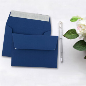 100x Brief-Umschläge B6 - Nachtblau - 12,5 x 17,5 cm - Haftklebung 120 g/m² - breite edle Verschluss-Lasche - hochwertige Einladungs-Umschläge