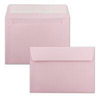 200x Briefumschläge Rosa DIN C6 Format 11,4 x 16,2 cm - Haftklebung - Kuverts ohne Fenster - Weihnachten, Grußkarten & Einladungen - Für A6 & A4 Papier
