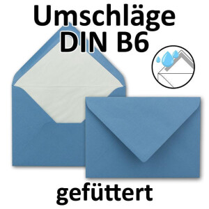 50x Kuverts in Himmelblau - Brief-Umschläge in DIN B6 - 12,5 x 17,6 cm geripptes Papier - hochwertiges Seidenfutter für Weihnachten & festliche Anlässe