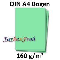 100 DIN A4 Papierbogen Planobogen - Mintgrün (Grün) - 160 g/m² - 21 x 29,7 cm - Bastelbogen Ton-Papier Fotokarton Bastel-Papier Ton-Karton - FarbenFroh