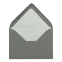 200 Briefumschläge in Grahit mit weißem Innenfutter - Kuverts in DIN B6 Format  - 12,5 x 17,6 cm - Seidenfutter - Nassklebung