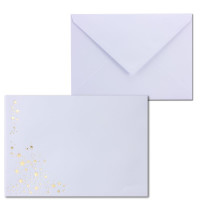 100x Weihnachts-Briefumschläge - DIN B6 - mit Gold-Metallic geprägtem Sternenregen - Farbe: Weiß - Nassklebung, 100 g/m² - 120 x 180 mm - Marke: GUSTAV NEUSER