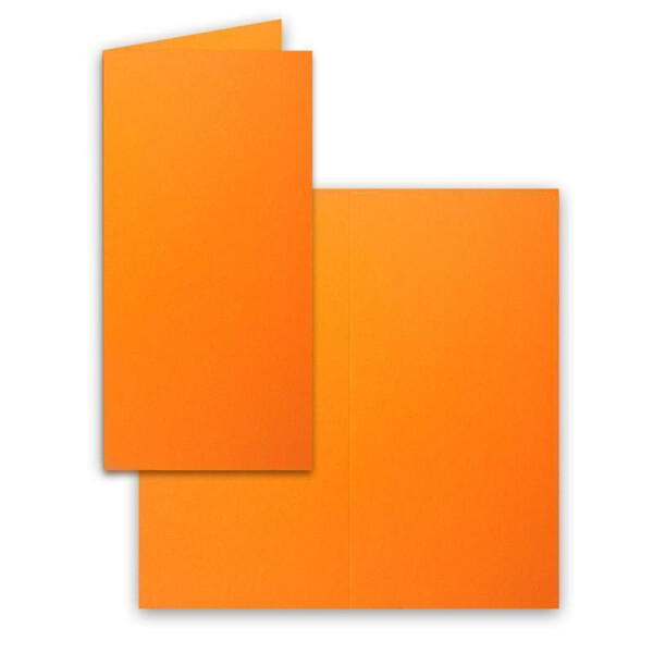 50x Falt-Karten DIN Lang - Orange (Orange) - 10,5 x 21 cm - Blanko Doppelkarten - Klappkarten für Einladungen und Grußkarten zu Weihnachten und Geburtstag