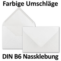 50x Brief-Umschläge in Hochweiss - 80 g/m² - Kuverts in DIN B6 Format 12,5 x 17,6 cm - Nassklebung ohne Fenster