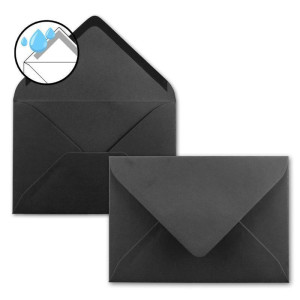 50x Briefumschläge B6 - 17,5 x 12,5 cm - Schwarz - Nassklebung mit spitzer Klappe - 120 g/m² - Für Hochzeit, Gruß-Karten, Einladungen