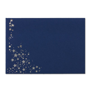 25x Weihnachts-Briefumschläge - DIN B6 - mit Silber-Metallic geprägtem Sternenregen -Farbe: dunkelblau, Nassklebung, 110 g/m² - 120 x 176 mm - Marke: GUSTAV NEUSER