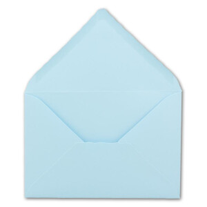 50 Brief-Umschläge mit Wellenschnitt - Hell-Blau - DIN C6 - 114 x 162 mm - 11,4 x 16,2 cm - mit wellenförmigen Rändern - Nassklebung - FarbenFroh by GUSTAV NEUSER