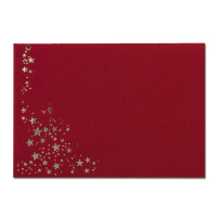100x Weihnachts-Briefumschläge - DIN C6 - mit Silber-Metallic geprägtem Sternenregen -Farbe: Dunkelrot - Nassklebung, 120 g/m² - 114 x 162 mm - Marke: GUSTAV NEUSER
