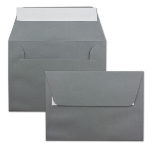 100x Briefumschläge Dunkel-Grau / Graphit DIN C6 Format 11,4 x 16,2 cm - Haftklebung - Kuverts ohne Fenster - Weihnachten, Grußkarten & Einladungen - Für A6 & A4 Papier