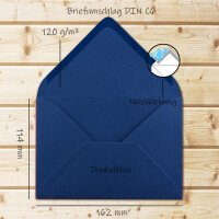 200 Brief-Umschläge - Nachtblau / Dunkel-Blau - DIN C6 