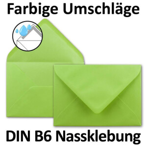 50x DIN B6 Faltkarten-Set - Hellgrün (Grün) - 11,5 x 17 cm - Doppelkarten mit Umschlägen, Einlegepapier und Cellophanbeutel zum Basteln und Verkaufen