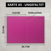 DIN A5 Faltkarten - Amarena-Violett - 25 Stück - Einlad