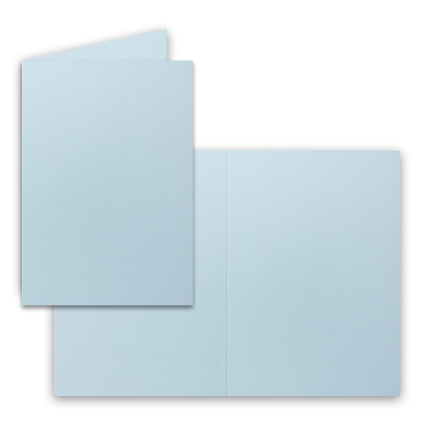 100x Falt-Karten DIN A6 in Hellblau (Blau) - 10,5 x 14,8 cm - Blanko - Doppel-Karten - 220 g/m²
