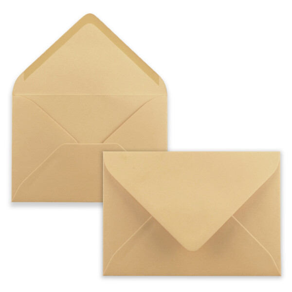200 Brief-Umschläge - Karamell-Braun - DIN C6 - 114 x 162 mm - Kuverts mit Nassklebung ohne Fenster für Gruß-Karten & Einladungen - Serie FarbenFroh