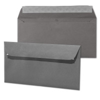 ARTOZ 50 x Briefumschläge DIN LANG - Farbe: granite (dunkelgrau) - 11,4 x 22,4 cm - mit Haftklebung und Abziehstreifen - Serie Greenline