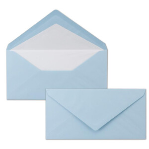 50 x DIN Lang Briefumschläge - Blau mit weißem Seidenfutter - 11x22 cm - 80 g/m² - ideal für Einladungen, Weihnachtskarten, Glückwunschkarten aus der Serie Farbenfroh