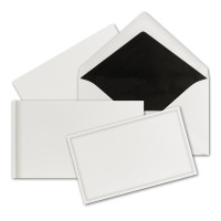 50 Sets - Trauerkarten mit grauem Schattenrand und dazu passende Briefumschläge mit schwarzem Seidenfutter, B6 - 115 x 190 mm