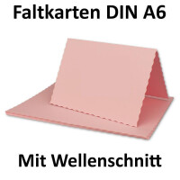 25x Faltkarten DIN A6 mit wellig gestanztem Rand - Rosa - 10,5 x 14,8 cm - Wellenschnitt Einladungs-Karten - FarbenFroh by GUSTAV NEUSER