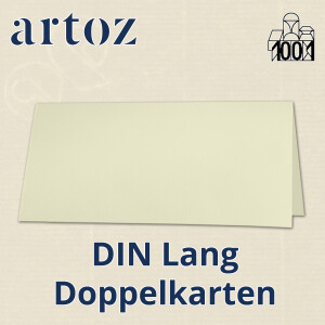 ARTOZ 50x DIN Lang Faltkarten - Creme (Chamois) gerippt 210 x 105 mm Klappkarten - Blanko Doppelkarte mit 220 g/m² edle Egoutteur-Rippung